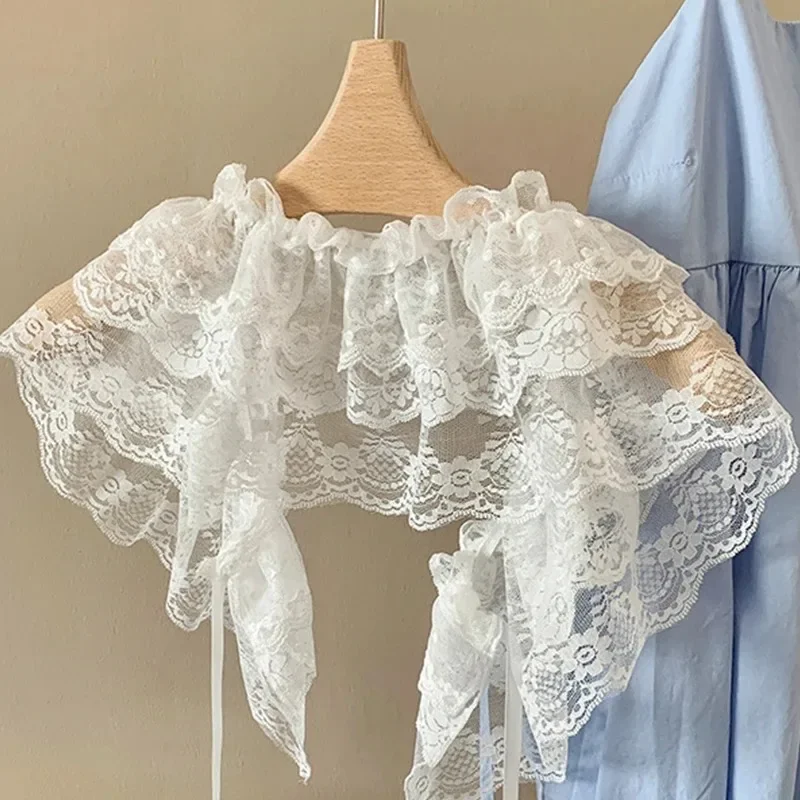 

Embroidered Flower Lace Mini Skirt See Through Y2K Streetwear Lace Up Ruffles Skirt Harajuku Curtain Jeans Belt Decoration