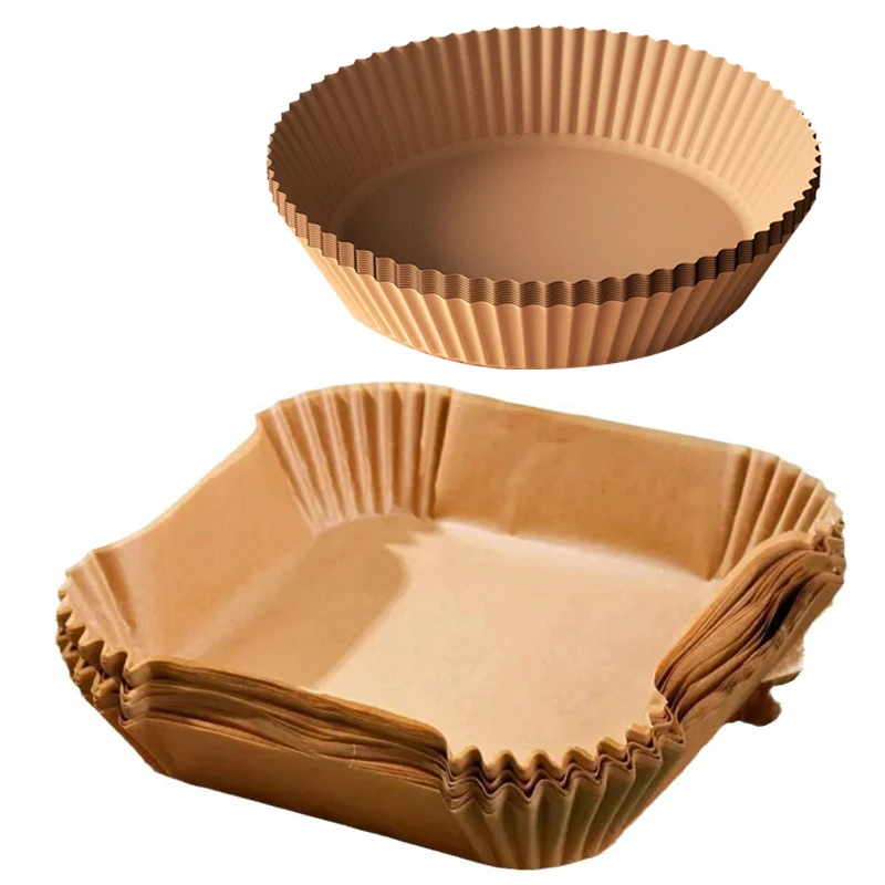 Papier jetable pour friteuse à Air, 50/100 pièces, papier de cuisson rond et carré pour friteuse à Air