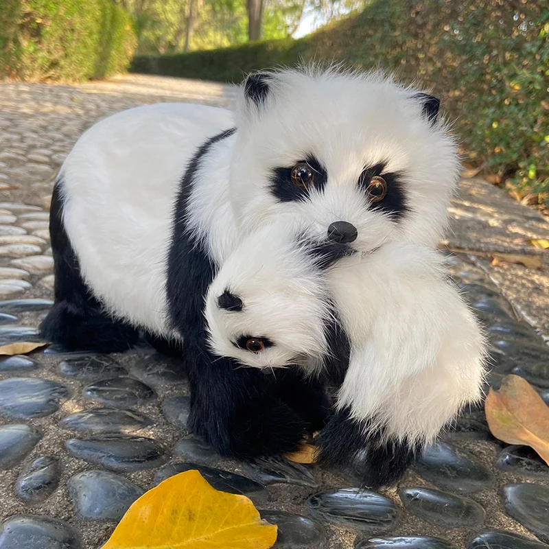 

Adorable Plush Animal Toy Set - Mother And Baby Panda Realistic Stuffed Pet Models Cute Collectible Decorative Items