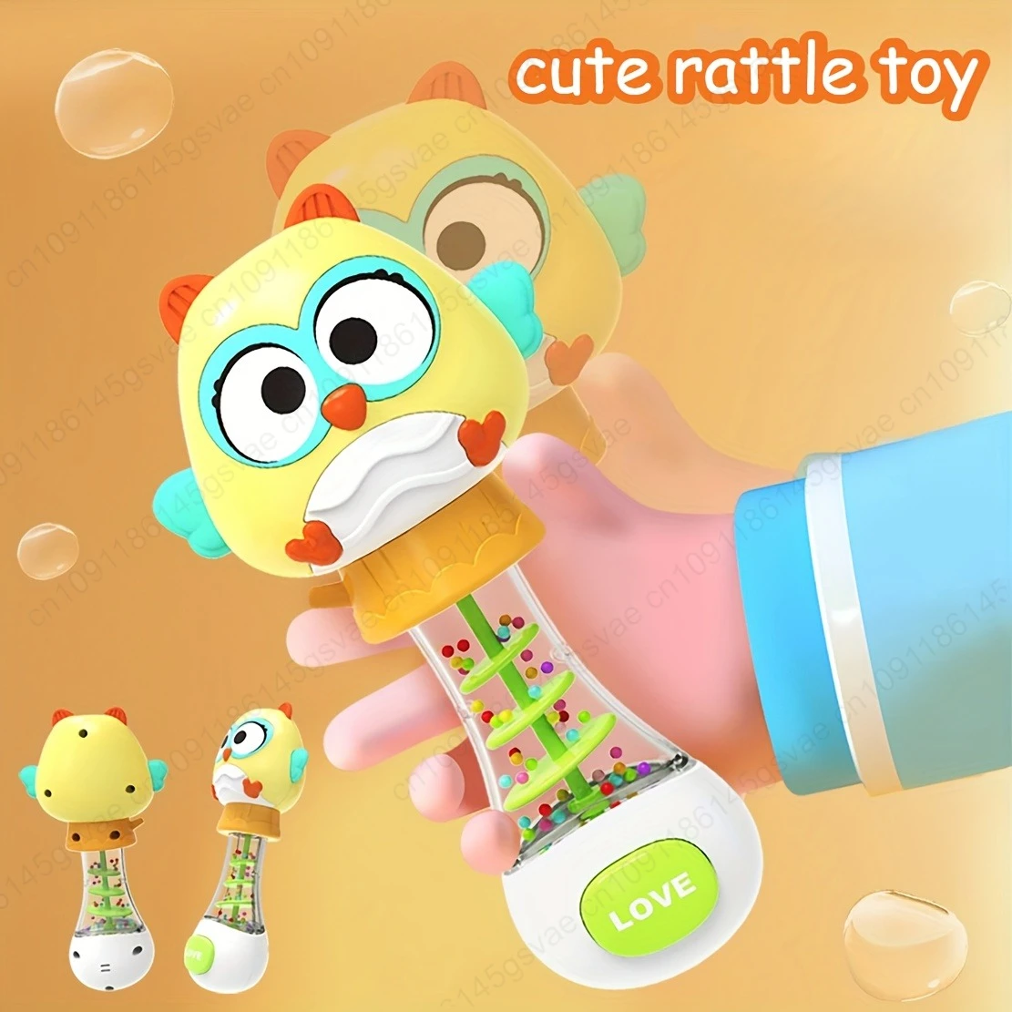 جرس مكرنك يدوي على شكل حيوان لطيف - لعبة تعلم في مرحلة الطفولة المبكرة التي تعزز قوة القبضة ويعزز التنمية البصرية والسمعية #5
