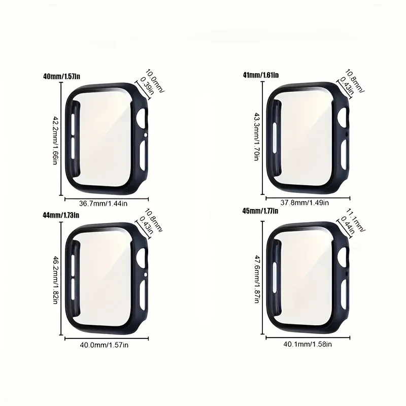 Tempered Glass+cover For Apple Watch Case Accessories 45mm 41mm 44mm 40mm 42mm Screen Protector Apple watch serie 9 4 5 6 SE 7 8