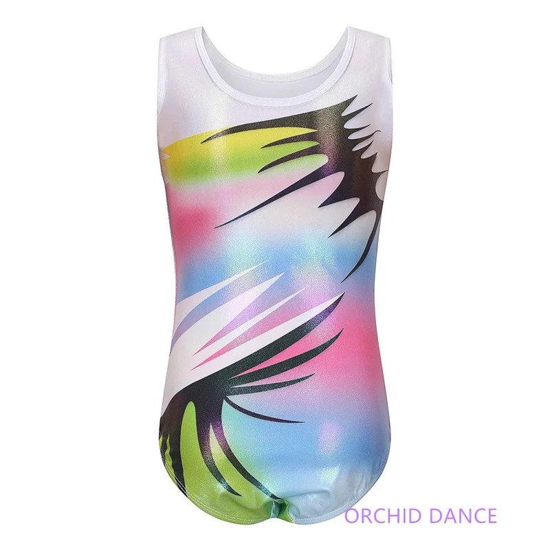 New Design High Quality Cheap Kids Girls Children Spandex Sleeveless Rhinestones Competition Rhythmic Gymnastics Leotards