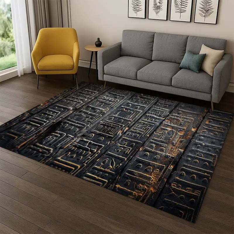 Egyptian Mythological mural pictograph Carpet Rug for Bedroom Living Room Sofa Playroom Doormat Home Decor,Kid Area Rug Non-slip