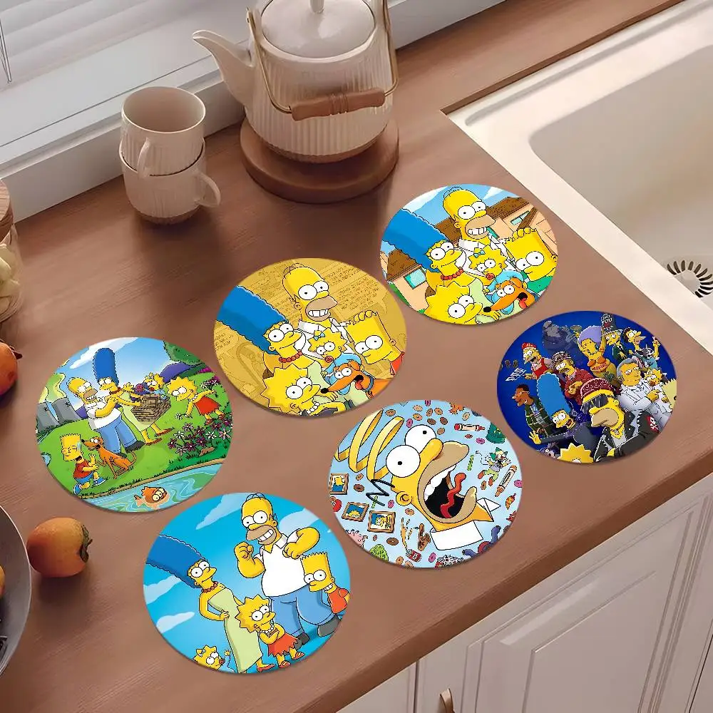 Classic S-SimpsonS Anime Coasters 10cm Round Wooden Suitable