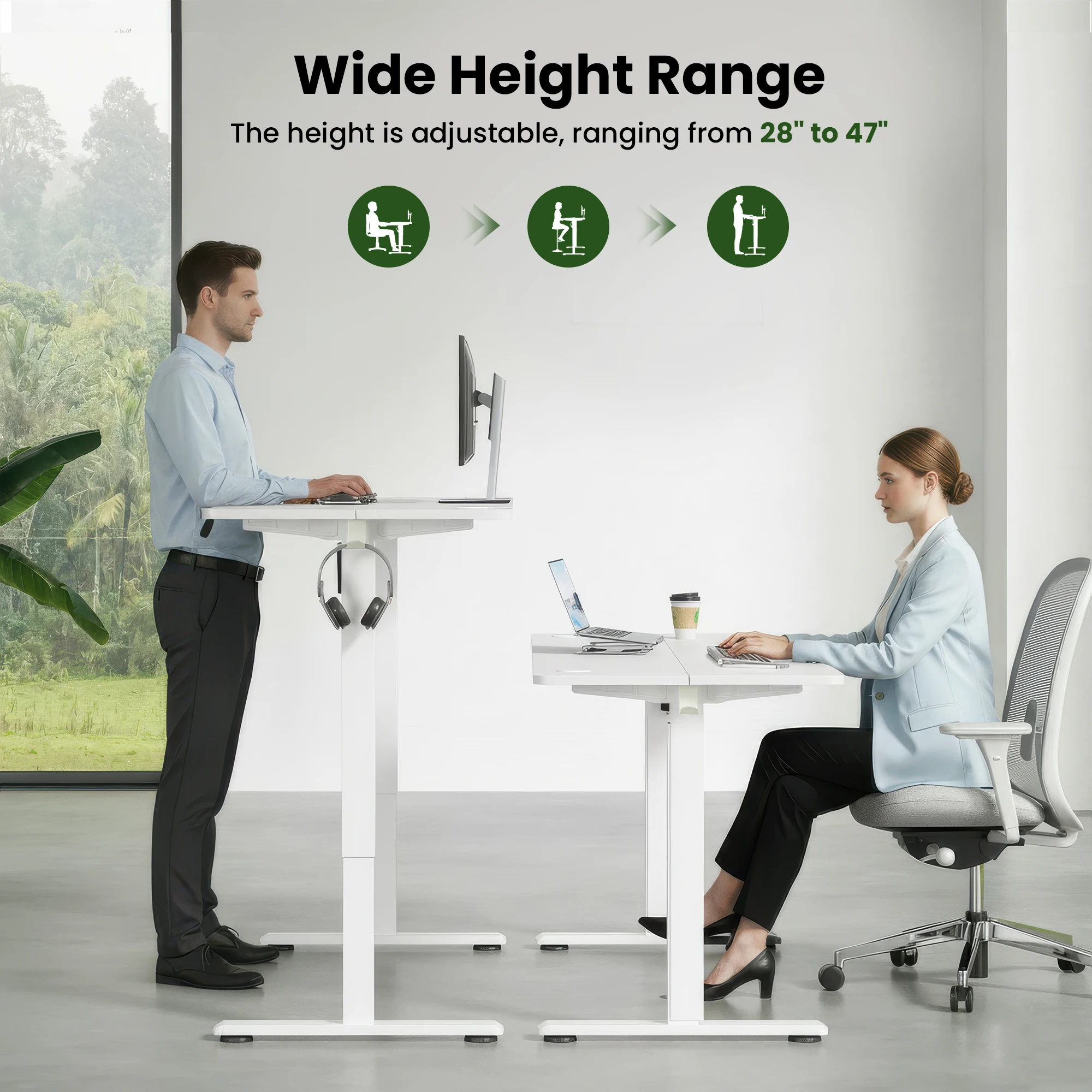 Farini Electric Standing Desk Adjustable Height Sit Stand Home Office Desk with Splice Board