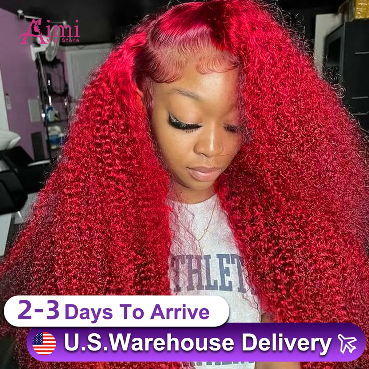 34インチ レッド カール 人毛ウィッグ 密度200% 13x4レースフロント カラーリング済み人毛ウィッグ ディープウェーブ ブラジリアンヘア 黒人女性向け