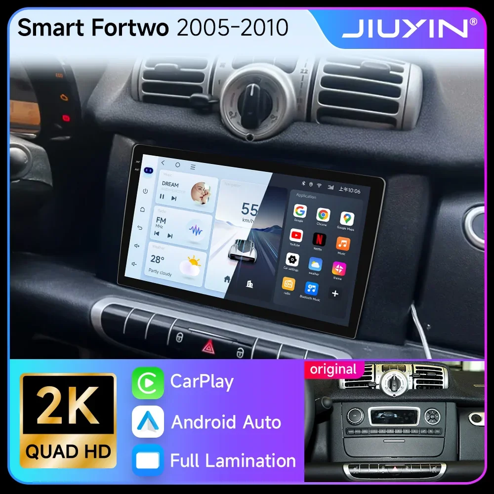 

JIUYIN Android 15 Auto Radio Smart Fortwo 451 2005 - 2015 Wireless Carplay 4G Car Multimedia GPS 2din autoradio
