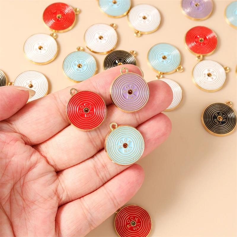 20 Stück 19x22mm Niedliche Emaille-Musikplatten-Anhänger für die Herstellung von Ohrringen, Halsketten, Armbändern, DIY-Bastelarbeiten und Schmuckzubehör – Detail 3