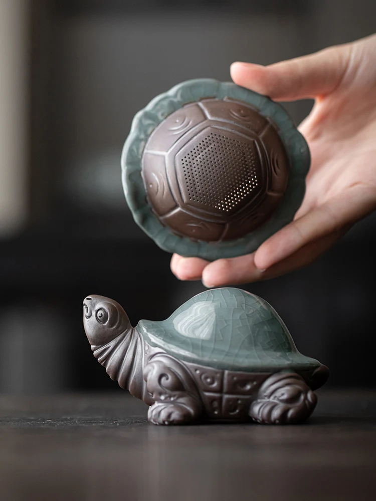 

Purple Sand Tortoise Tea Pet Ornaments Boutique Can Raise Tea Play Creative Gifts Integrated Tea Drain Filter Home Desk Crafts