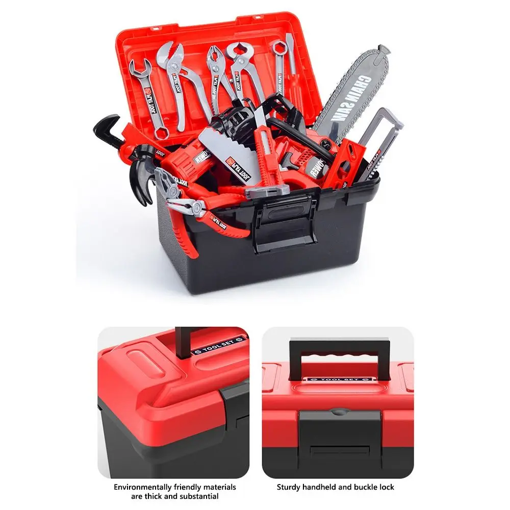38/39/41/42/55PCS Rot Toolbox Set Pretend Spielen Cosplay Frühe Bildung Reparatur werkzeuge Spielzeug Eltern-Unisex Interaktive Kunststoff