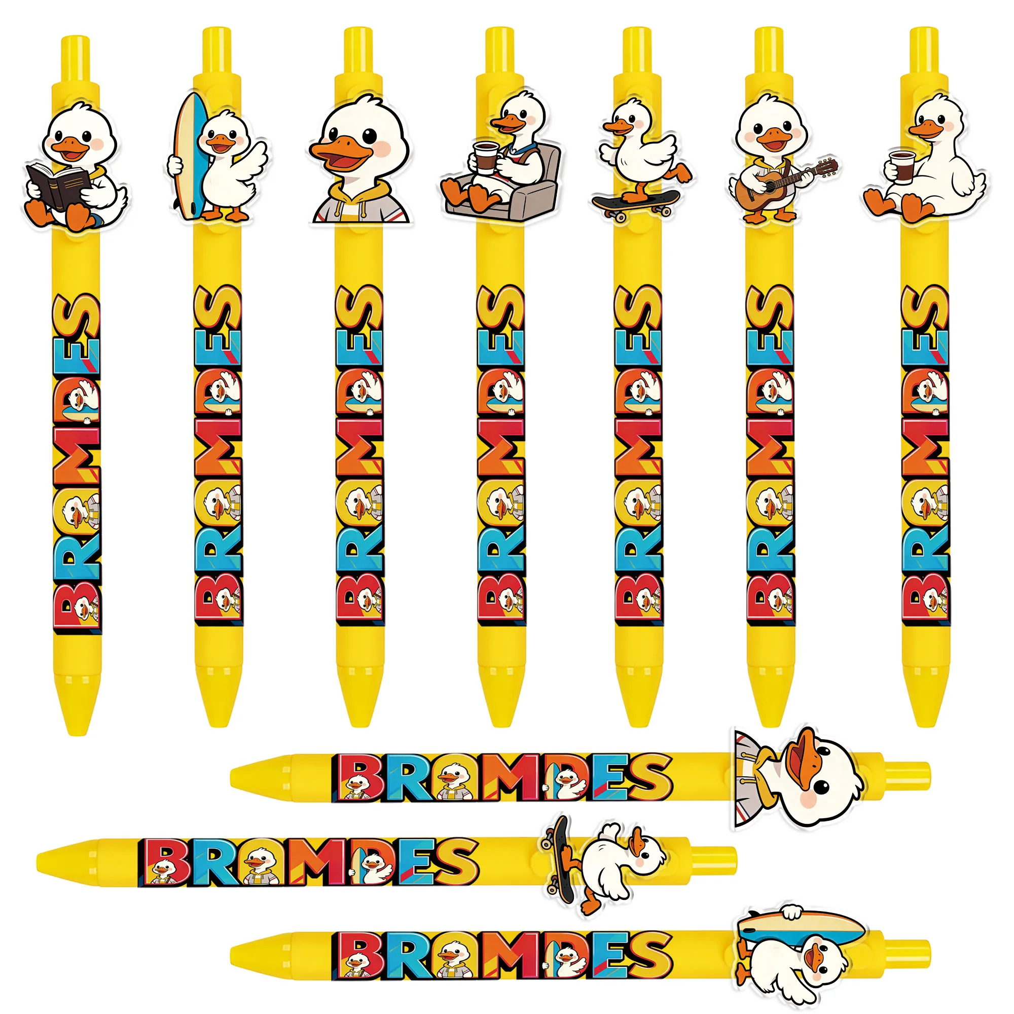 

10 pieces / 16 pieces Creative White Goose-shaped Push-Pin Pencil - Duck Duck Theme Series Ballpoint Pen