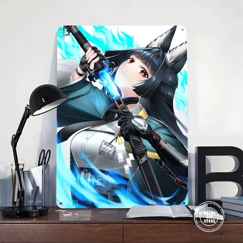 Zenless Zone Zero Hoshimi Miyabi 3D Texture Printed Poster Custom Vintage Metal Tin Plate Sign for Wall Art Bedroom Decoration