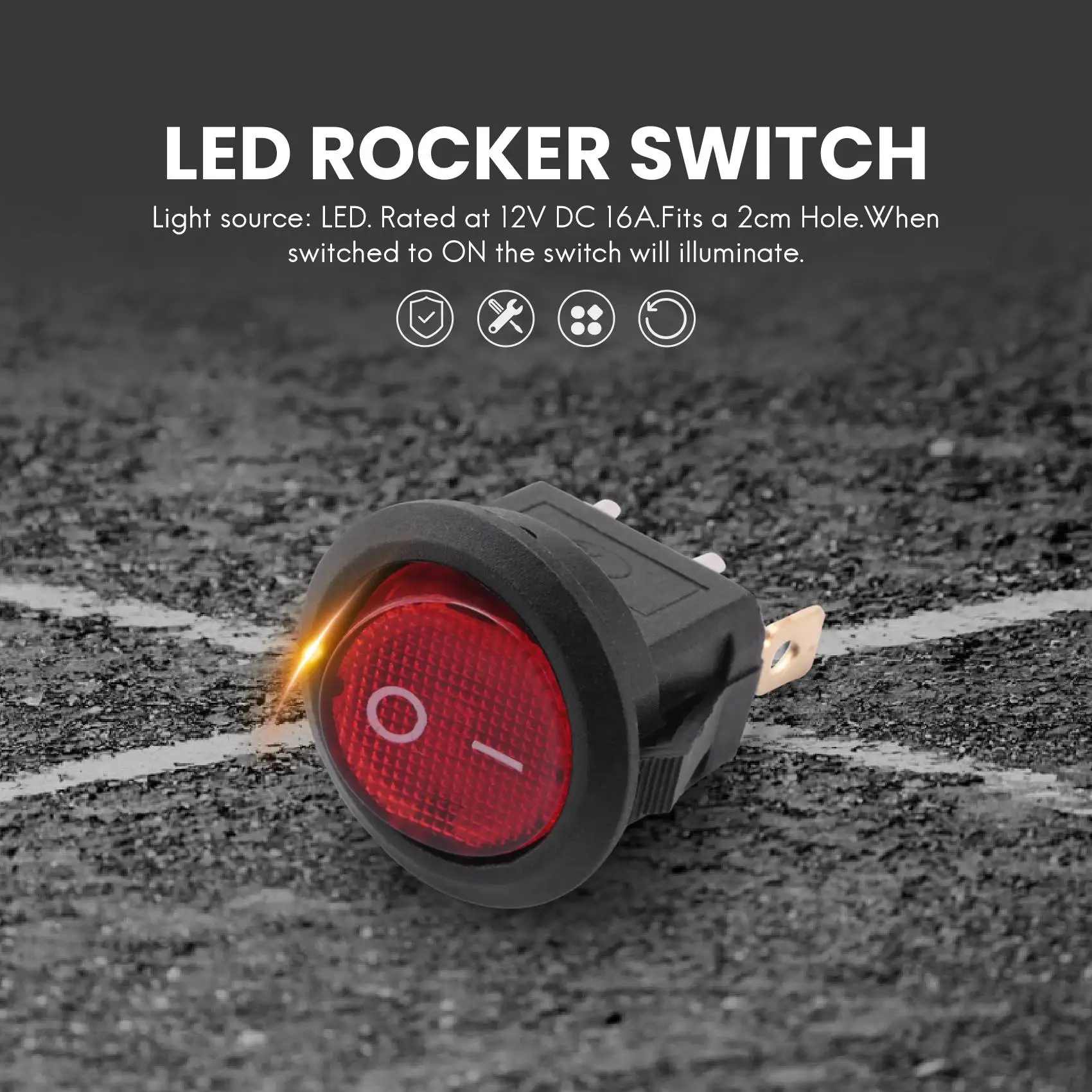 AD41-4 x 12V LED مضيئة الروك على الخروج تبديل SPST التبديل داش ضوء السيارة