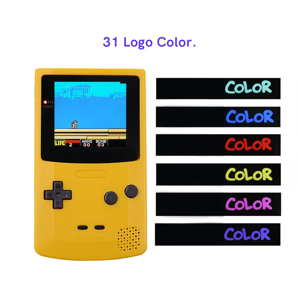GBC LCD IPS Q5 مجموعة ألوان شعار شاشة الإضاءة الخلفية المصفحة لوحدة التحكم الملونة GameBoy مع غلاف الإسكان المقطوع المسبق #4