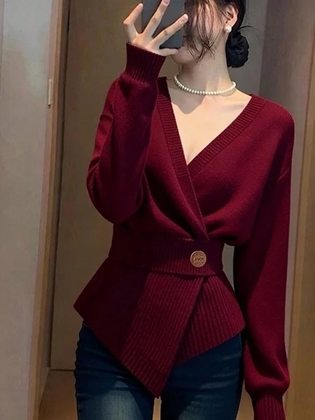 

Faionable Knitted Sweater Women's Waist-Cinching Slimming Sle Autumn 2025 New Design Trendy Chinese Ethnic Clothing Top