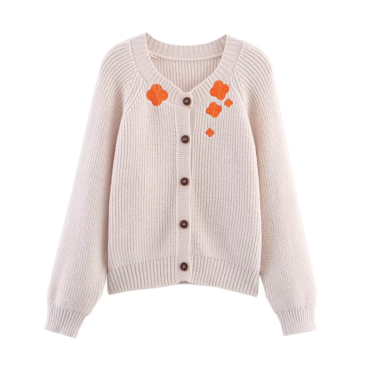

Korejepo New Cardigan Women Clothing European American Style Fashionable Simple and Versatile Casual Embroidered Knitted Jacket