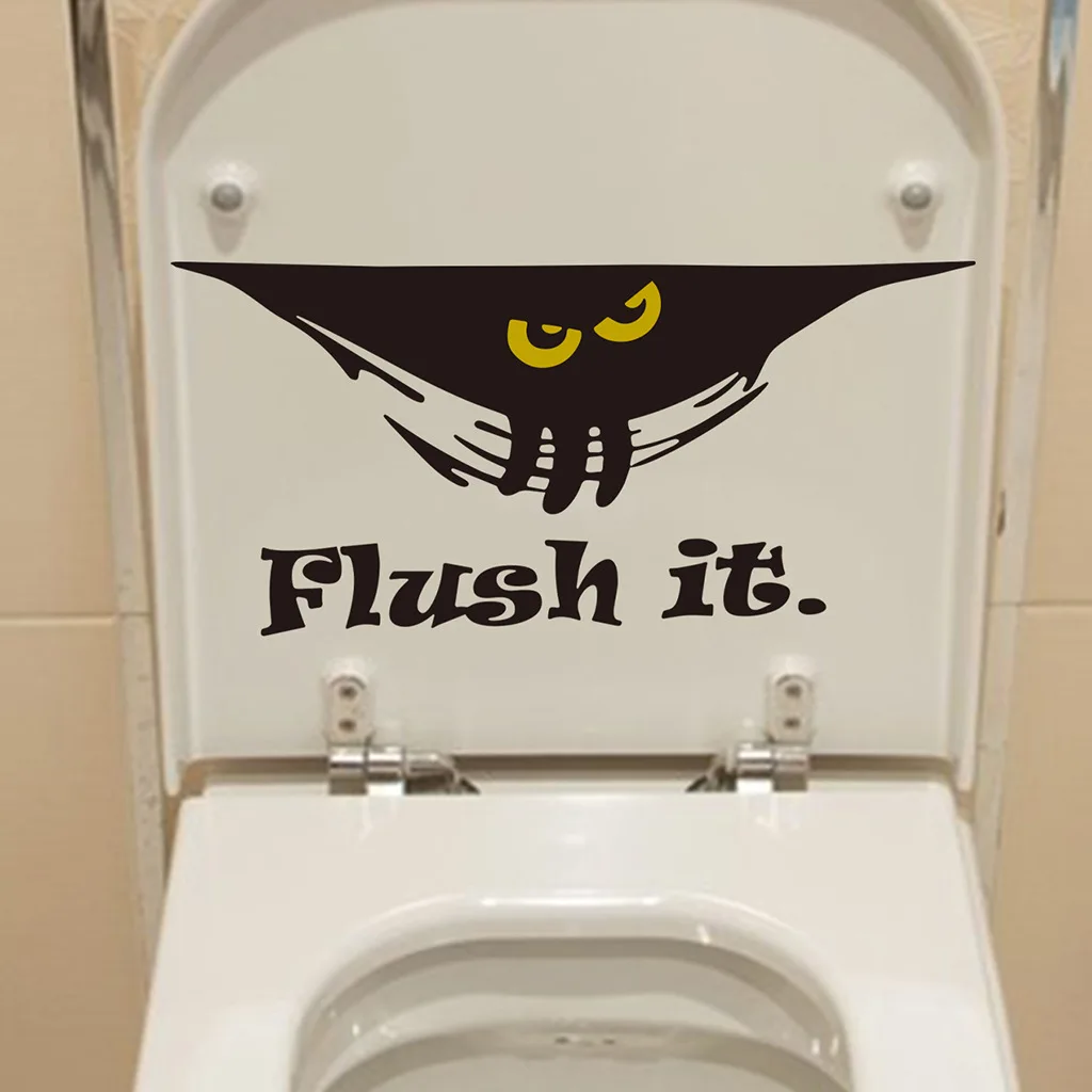 Ghost Face Toilet Stickers, Flush It Toilet Sticker, Black PVC Stickers, Wall Decoration