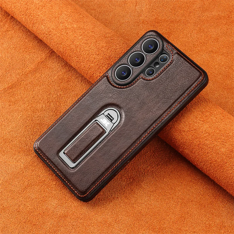 Luxury Rotate Bracket Business Leather Case For Samsung Galaxy S23 S24 S25 S26 Ultra For MagSafe Magnetic Matte Shockproof Cover
