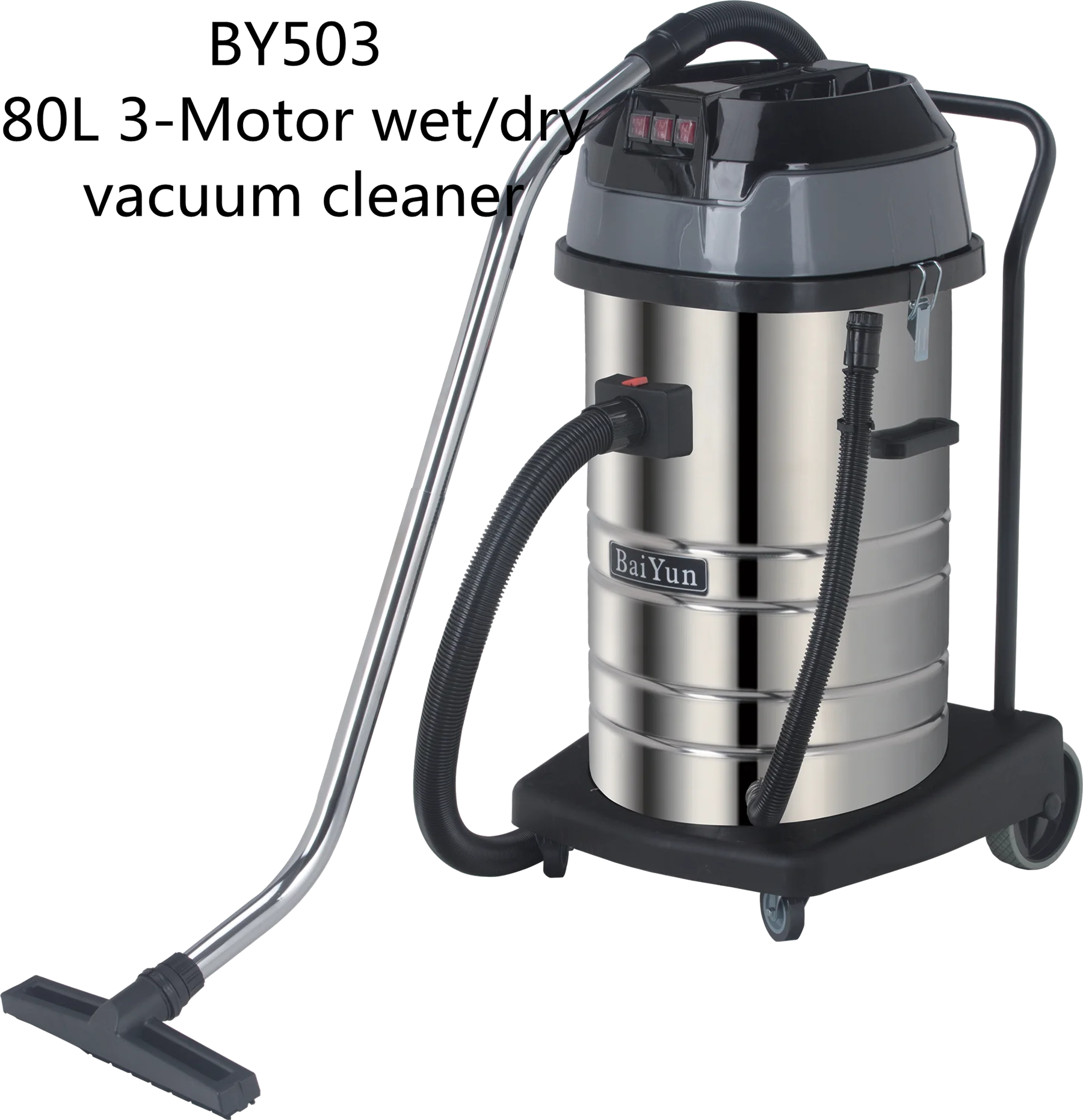 BAIYUN BY503 80L 3000w high quality portable powerful motor stainless steel tank vacuum cleaner Dry and wet Business Hotel