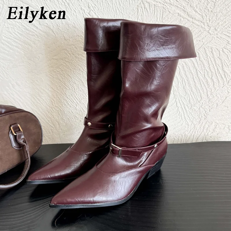 eilyken-new-design-turned-over-edge-belt-buckle-woman-ankle-boots-fashion-square-low-heels-western-booties-spring-autumn-shoes