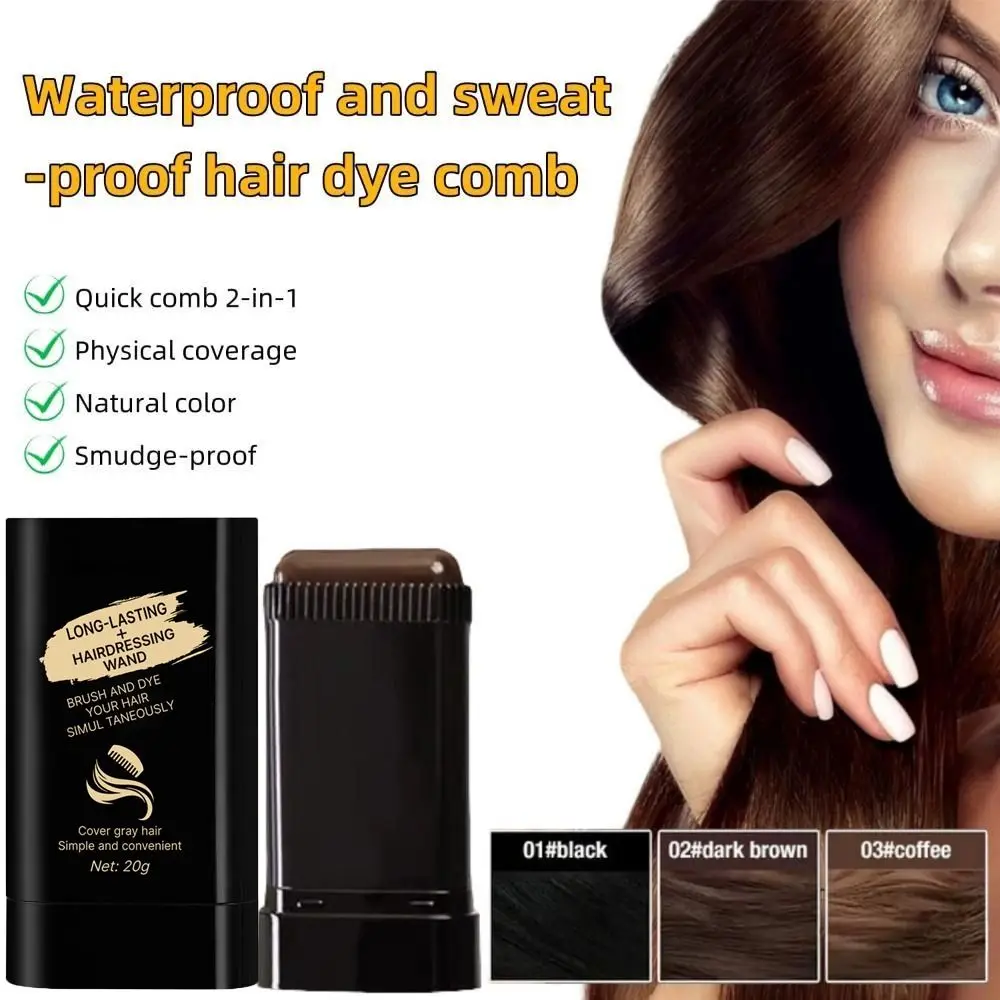 New Waterproof Comb Hair Dye Black Color Sweat-proof 2 in 1 Instant Dye Easy to Use Hair Dye Comb Stick for Gray Hair Coverage