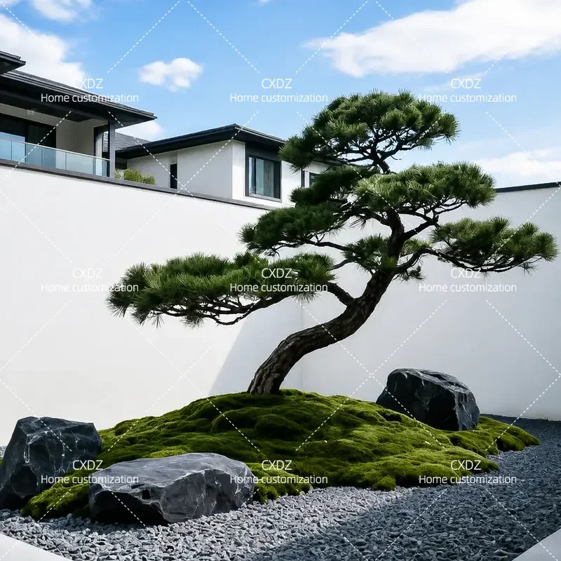 Artificial Podocarpus Tree Fake Pine Plant Indoor Outdoor Landscaping Simulation Greenery for Window Entrance Home Garden