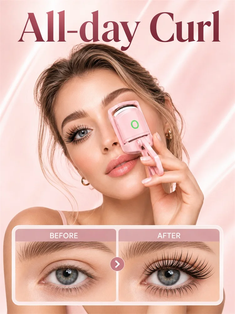 Electric Eyelash Curler Natural Curly Lash Curling Makeup Tool Hand‑Held Cosmetic Accessory for Daily Eye Makeup