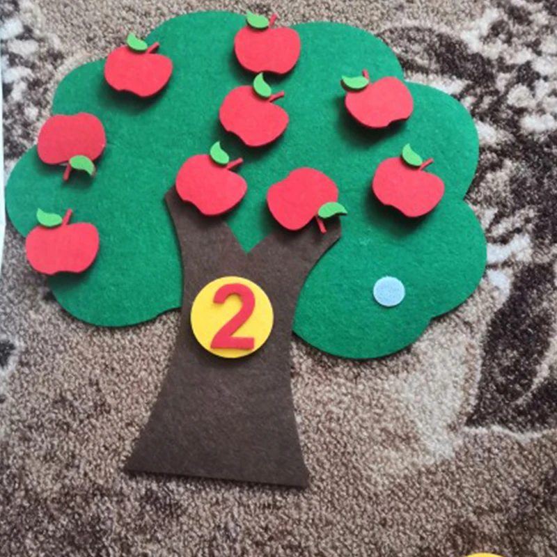 Non-woven Apple Tree Educational Toy Children Handmade DIY Math Puzzle