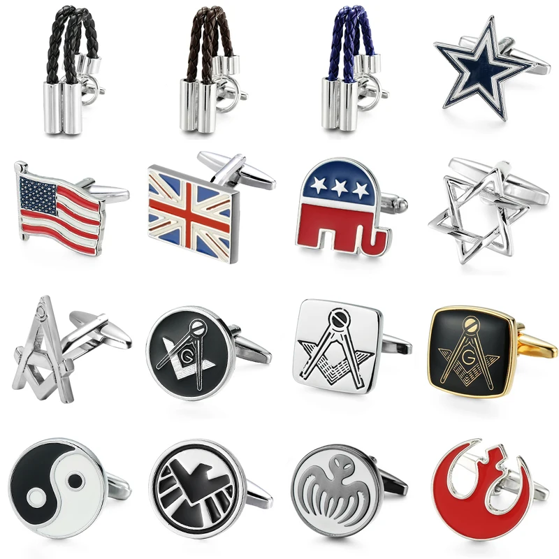 Classic men's French shirt cufflinks high-end Rope Freemason Octopus Flag Cuff Button business suit accessories jewelry gifts