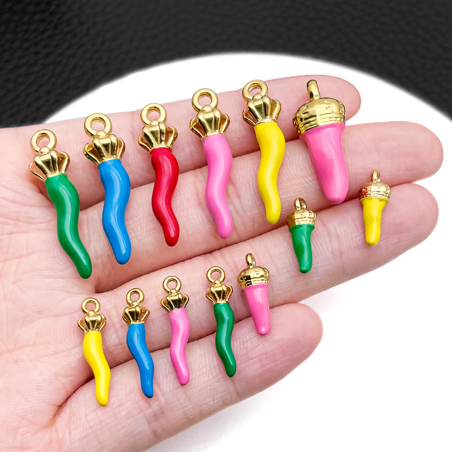 2pcs Stainless Steel Chili Enamel Charms Bohemia Pendant Base for DIY Earrings Necklaces   Jewelry Making Accessories Findings ﻿
