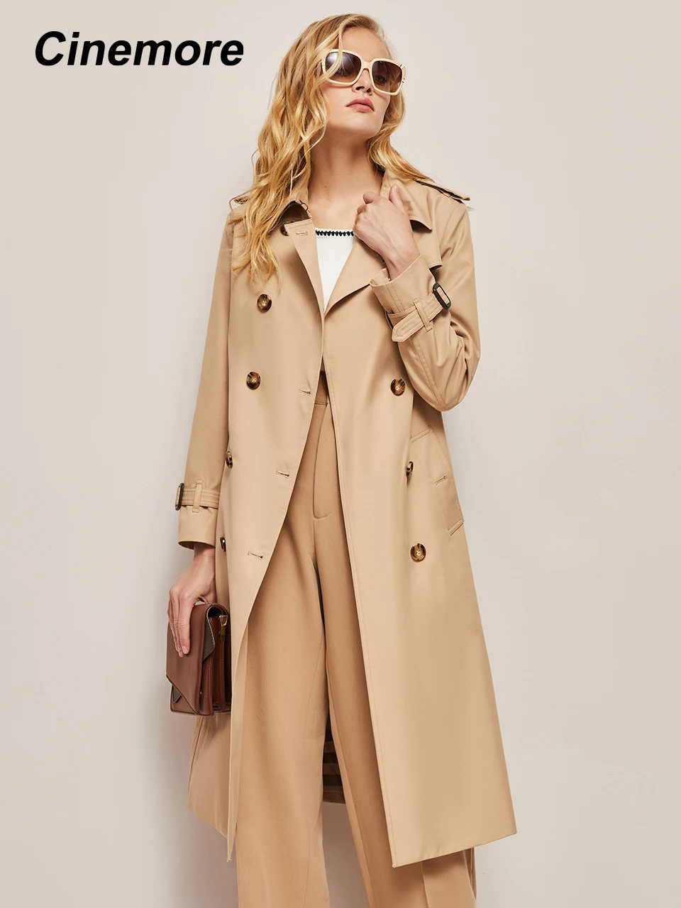 Cinemore fall new commuter casual wind men trench coat female double-breasted waist thin fashion temperament British wind 2F6183