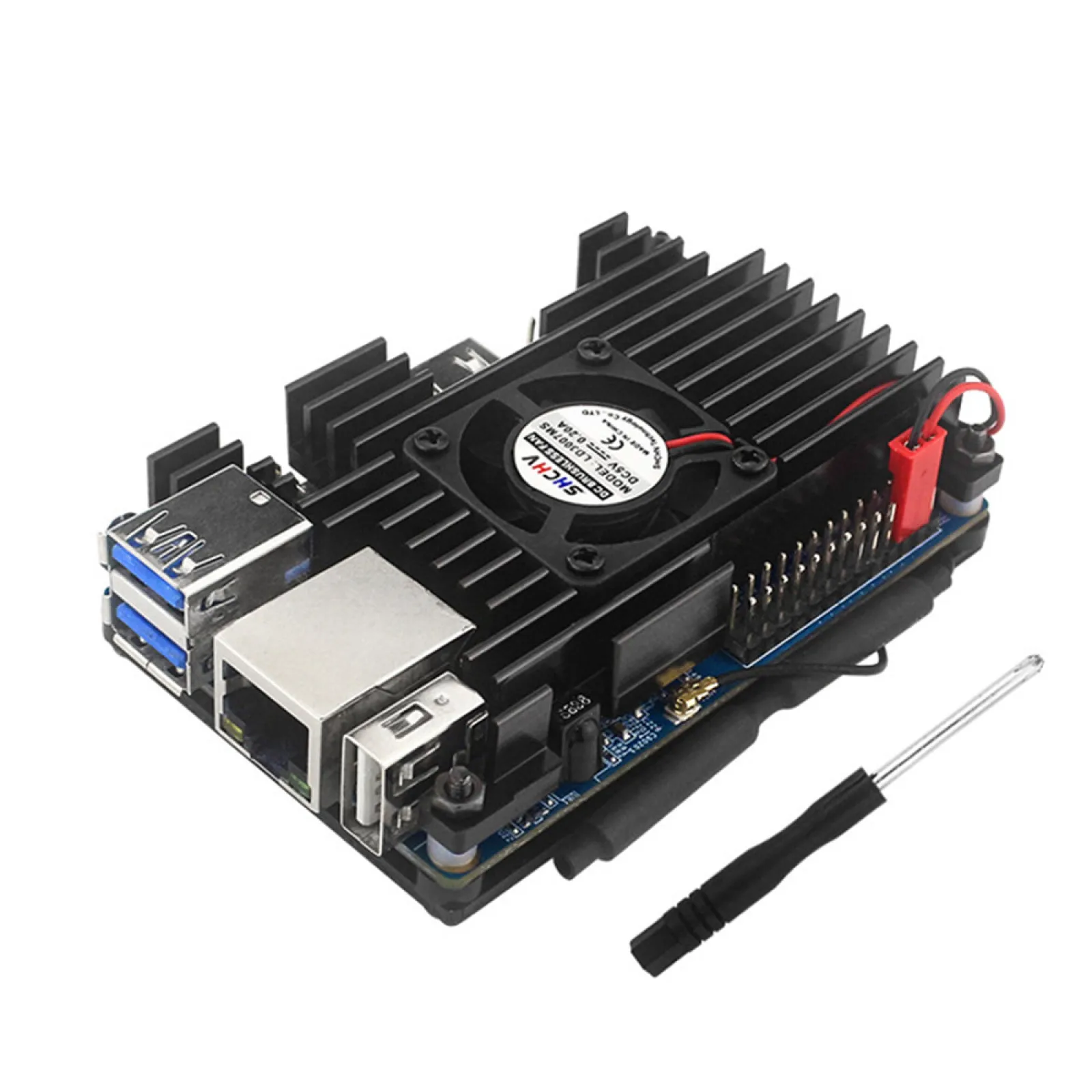 

For Orange Pi 3 LTS Alloy Metal Case with Active Passive Cooling Fan Heatsink Heat Dissipation Shell Protect Box for Motherboard