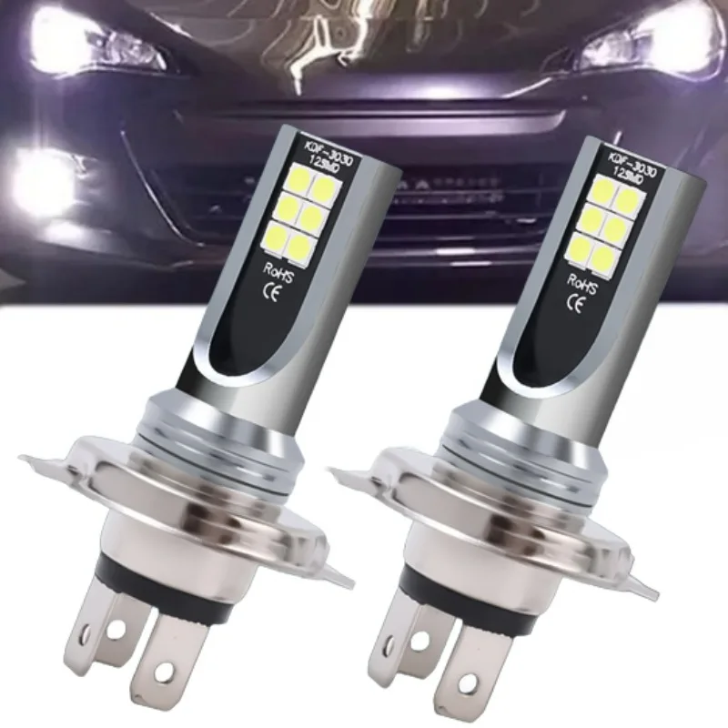 H7/H4 LED Headlight Bulbs High Low Beam Super White Lights Car Fog Lights Auto DRL LED COB 6500K-7500K 24W Lamps