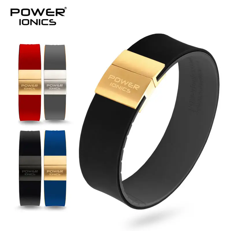 Original POWER IONICS Trend Black Technology Negative Ion Health Sports Waterproof Bracelet