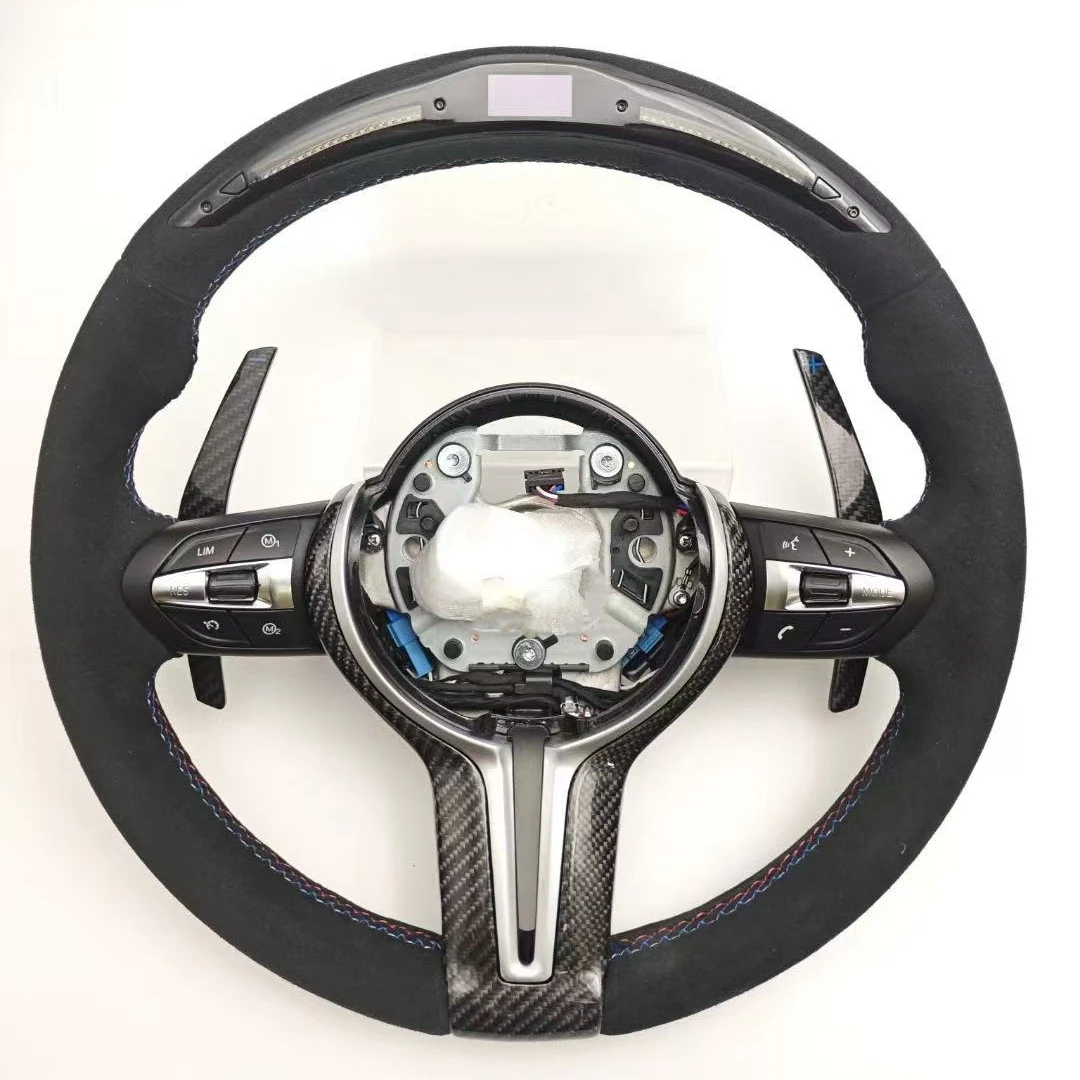 Factory LED Carbon Fiber for Steering Wheel for F10 F30 F20 E90 F90 G30 for Leather Customizable Color Stitch Sports Style