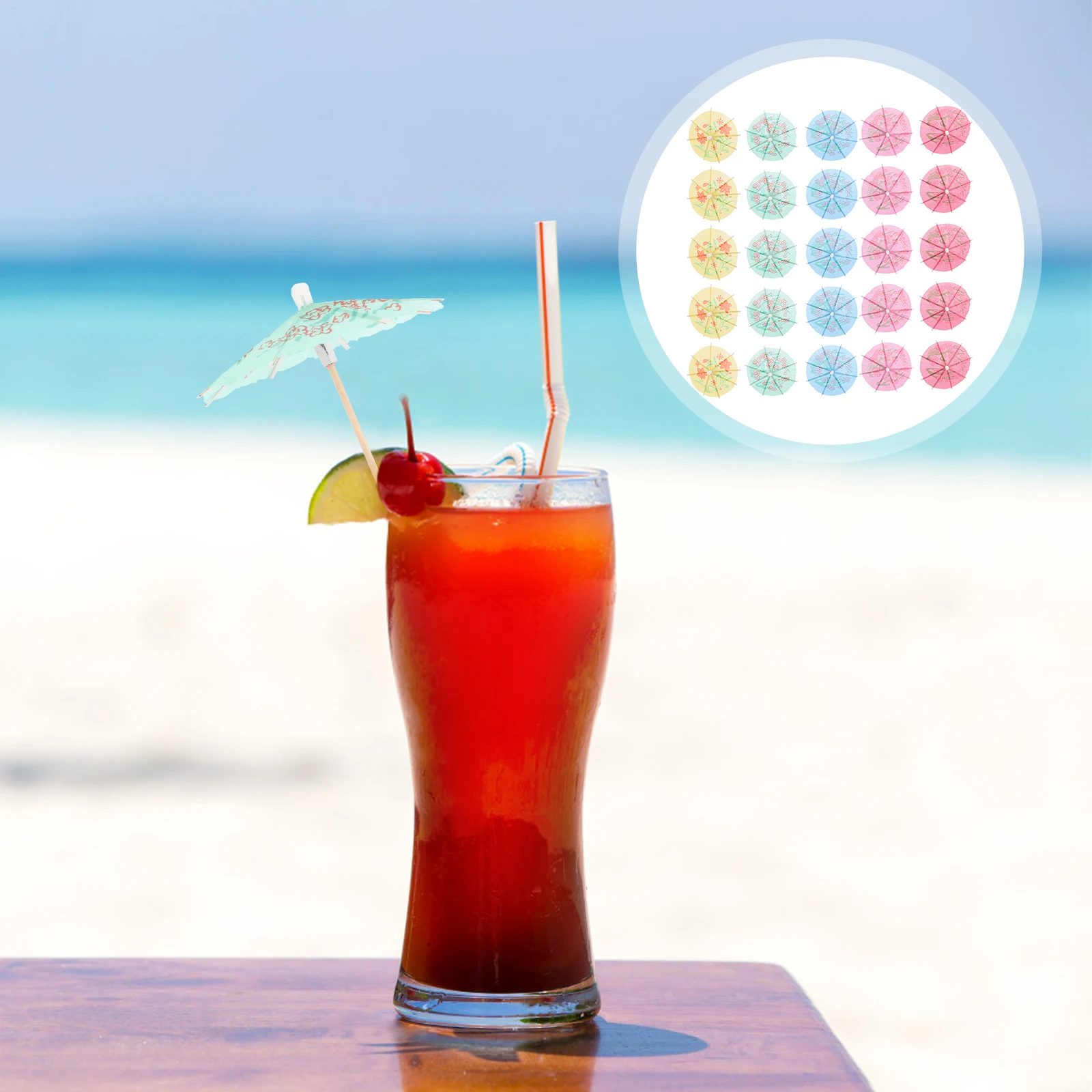 

144 Pcs Cocktail Decorative Umbrella Paper Umbrellas for Weddings Wooden Sticks Drinks