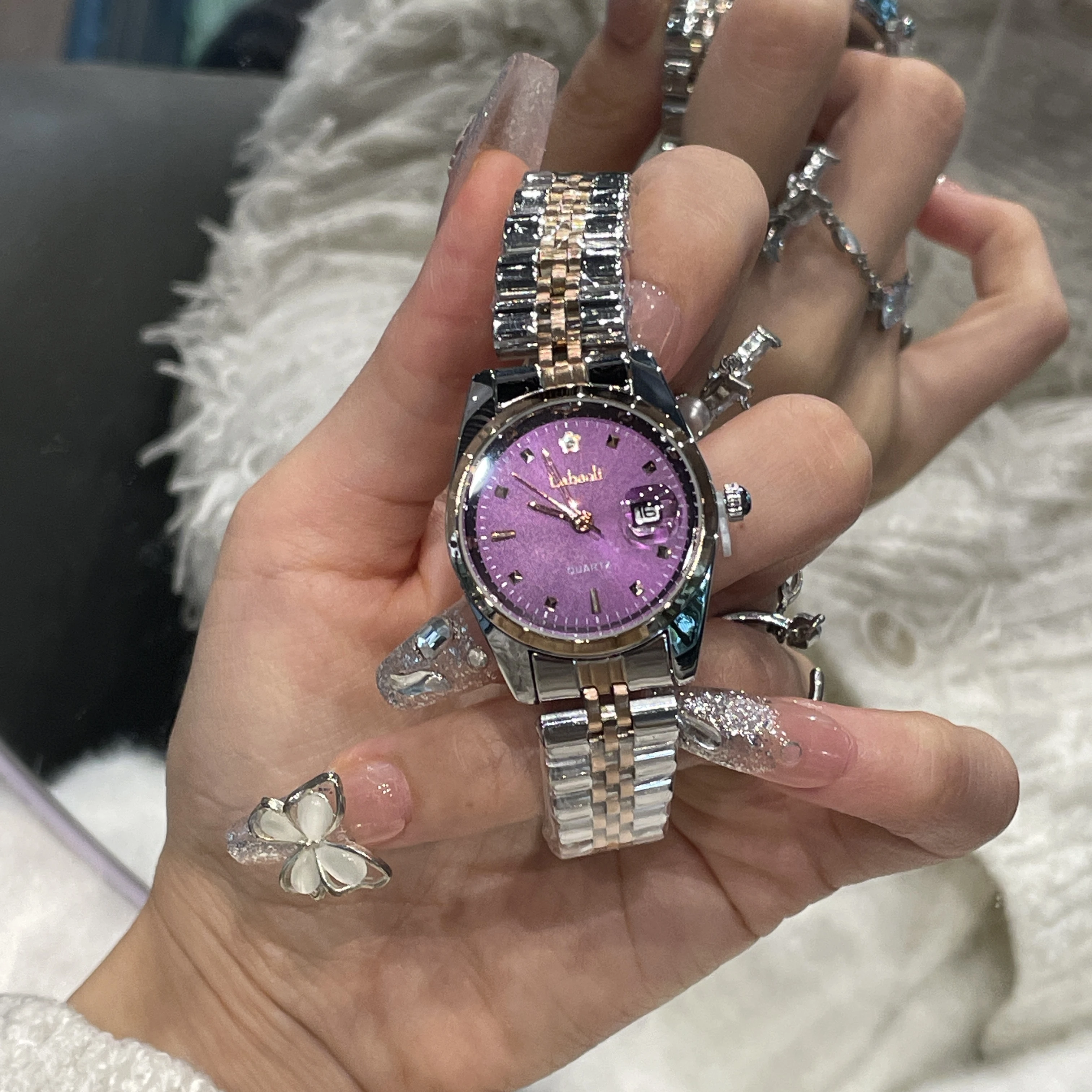 

High-End Women'S LuxuryLavender Purple WatchAGenuine Timepiece WithA Sophisticated And Elegant Feel Suitable As A Gift For Women