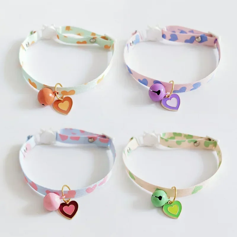 Pet Jewelry Adjustable Buckle Puppy Collar Popular Little Cat Collar Printed Pattern Heart Neck Decorative Collar Pet Supplies