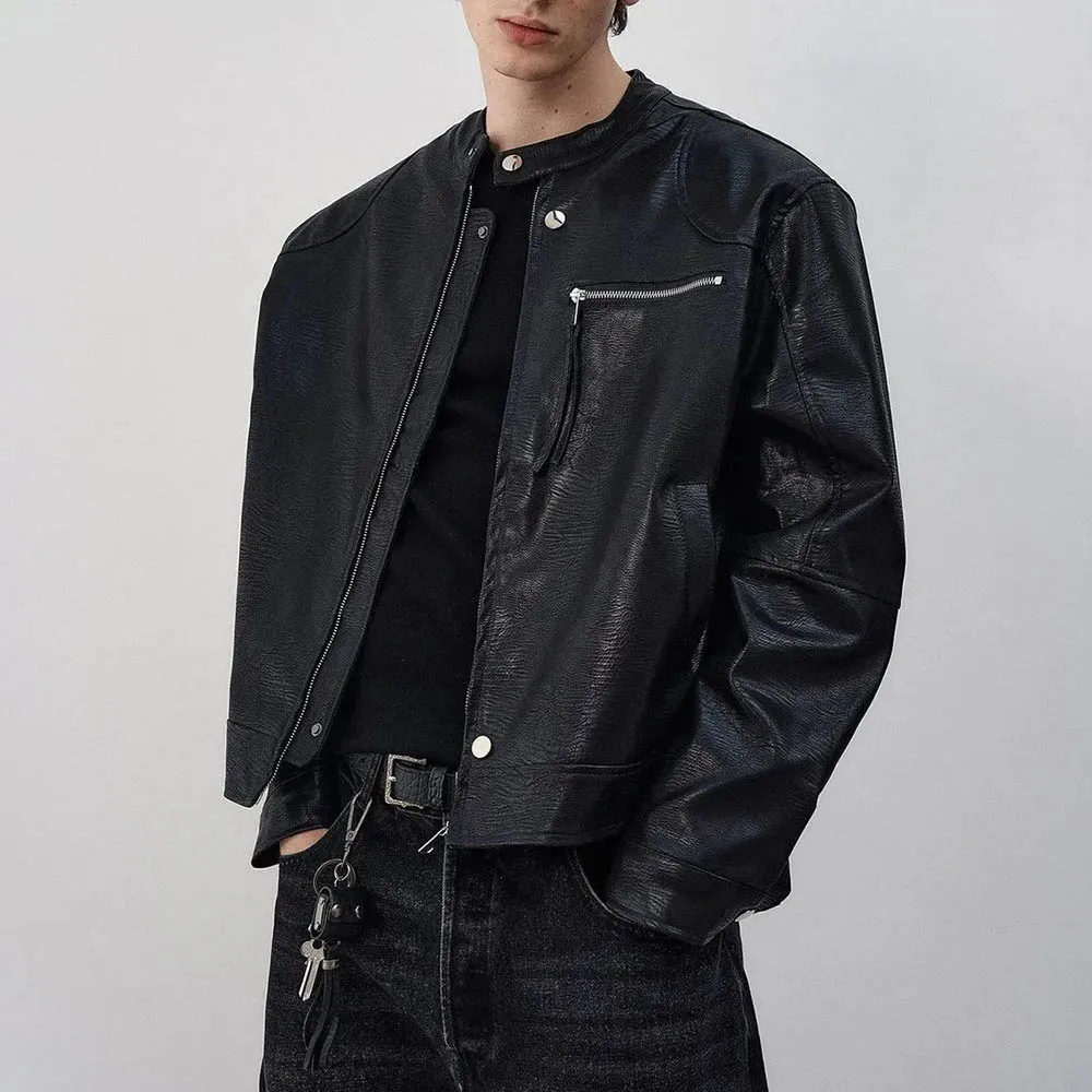 Mens Autumn Jacket Polyester Motorcycle Shoulder Pad Jacket Streetwear Fashion Biker Hip-Hop Outdoor Top Men'S Clothing 2025 New