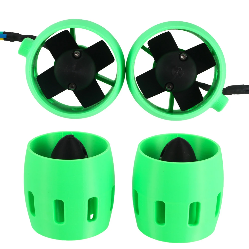 Propulsor Subacuático de 12V Verde y Negro con 4 Aspas CW CCW, Motor Compatible con Baterías Lipo 3S para Barcos RC y Lanchas