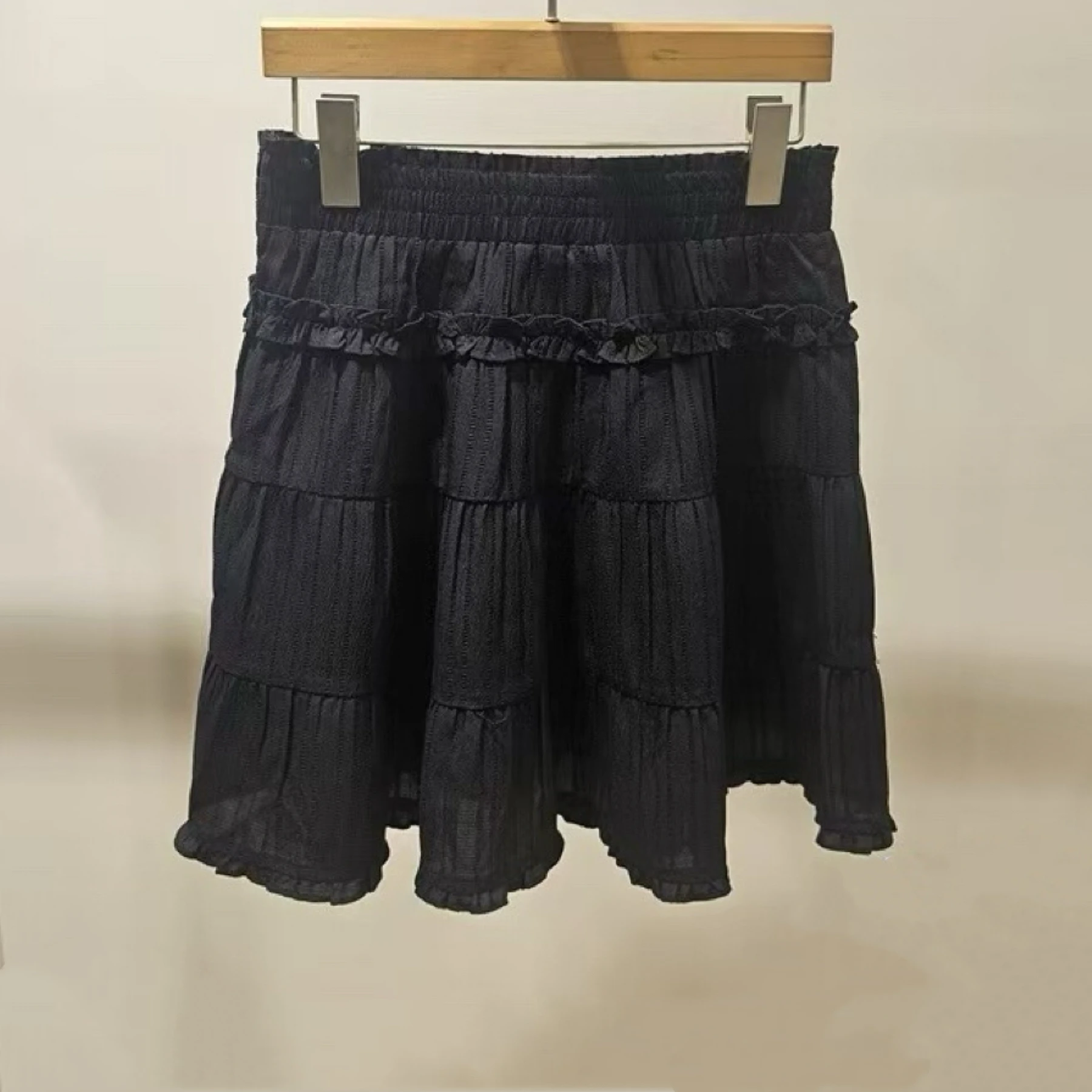 

Модная повседневная милая однотонная деревянная юбка-тортик с отскоком на талии, весна 2025, юбка-сли для женщин