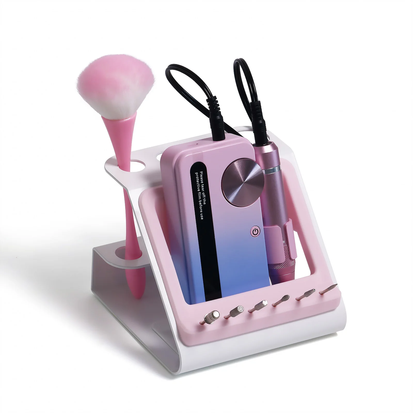 Metal Nail Drill Holder with 6 Round Nail Drill Bit Storage Holder