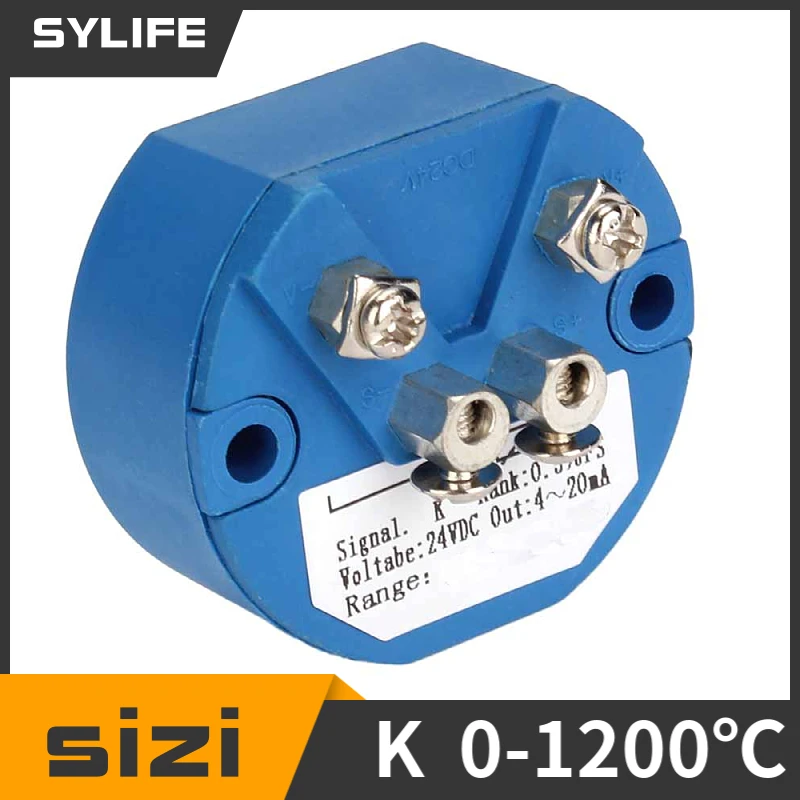 

K Type Temperature Sensor Transmitter 4-20mA Output Plastic Blue 24VDC