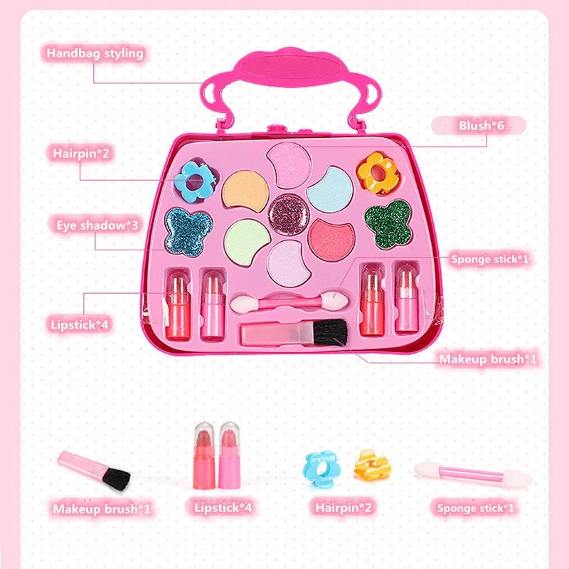 Kid Makeup Toys Cosmetic Princess Makeup Box Safe and Harmless Kit Eye Shadow Palette Toy Makeup for Girls Beauty Fashion Gifts