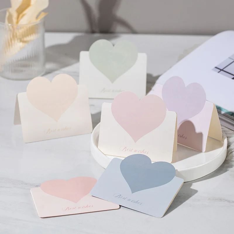 100pcs Love Heart Greeting Cards Blank Best Wish Blessing Cards for Invitations Gifts Handmade Jewelry Packaging Material
