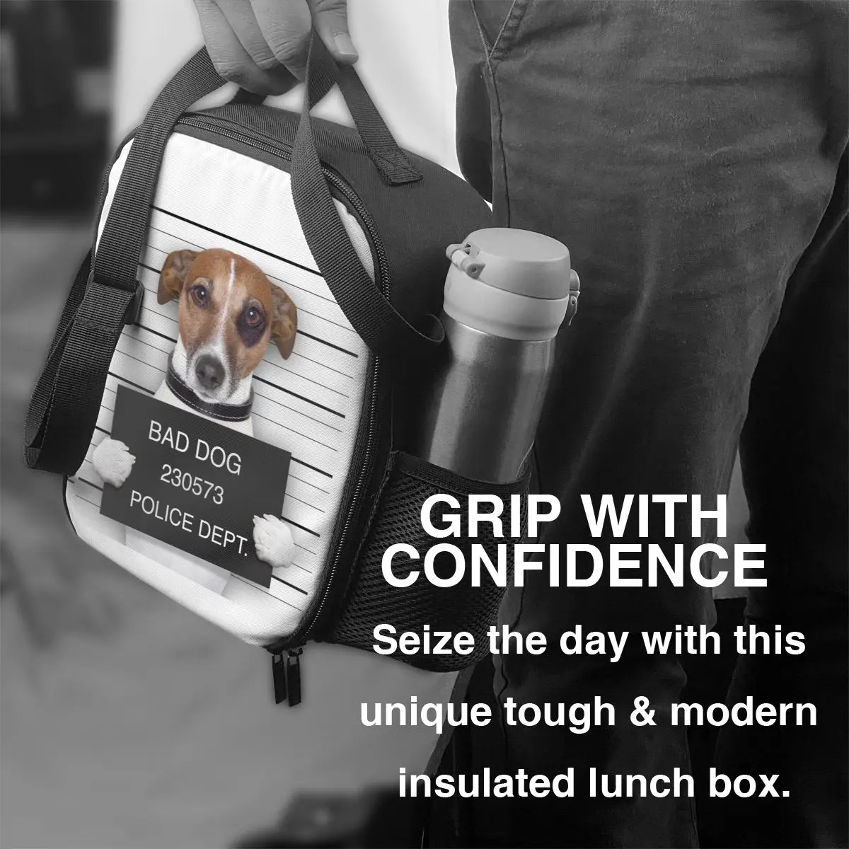 Custom Grappige Slechte Hond Jack Russell Terriër Lunchtas Mannen Vrouwen Warme Koeler Geïsoleerde Lunchbox Voor Studentenschool