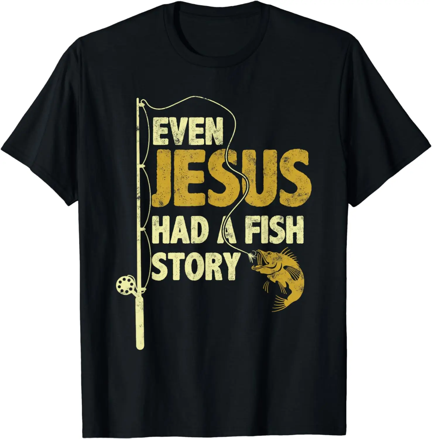 Fishing Even Jesus Had A Fish Story Funny Fishing T-Shirt Men Clothing Tops Graphic T Shirts Camisas Streetwear