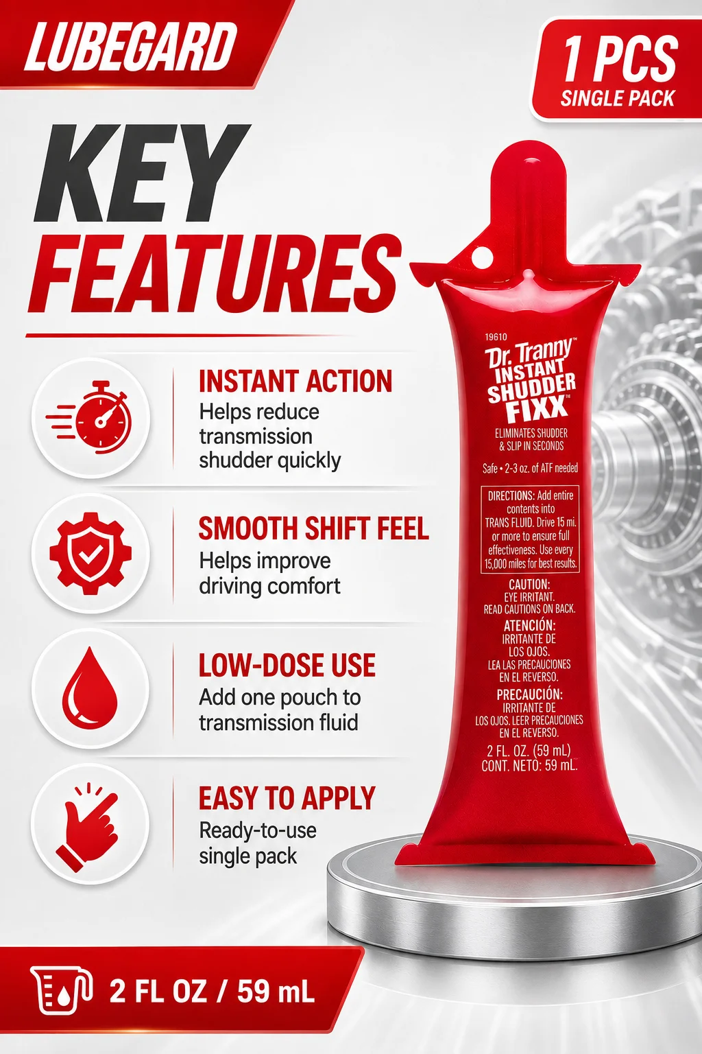 Original Lubegard Dr Tranny Instant Shudder Fixx 19610 Getriebeadditiv Anti-Shudder-Fix Slip ATF Getriebeöl 2oz – Detail 2