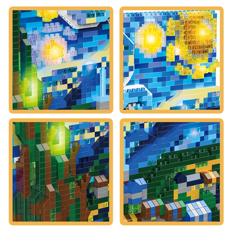 2320PCS Building Blocks Ornaments Blue Starry Night Creative Classic Adult Home Decorations DIY Bricks Christmas Gifts For Kids