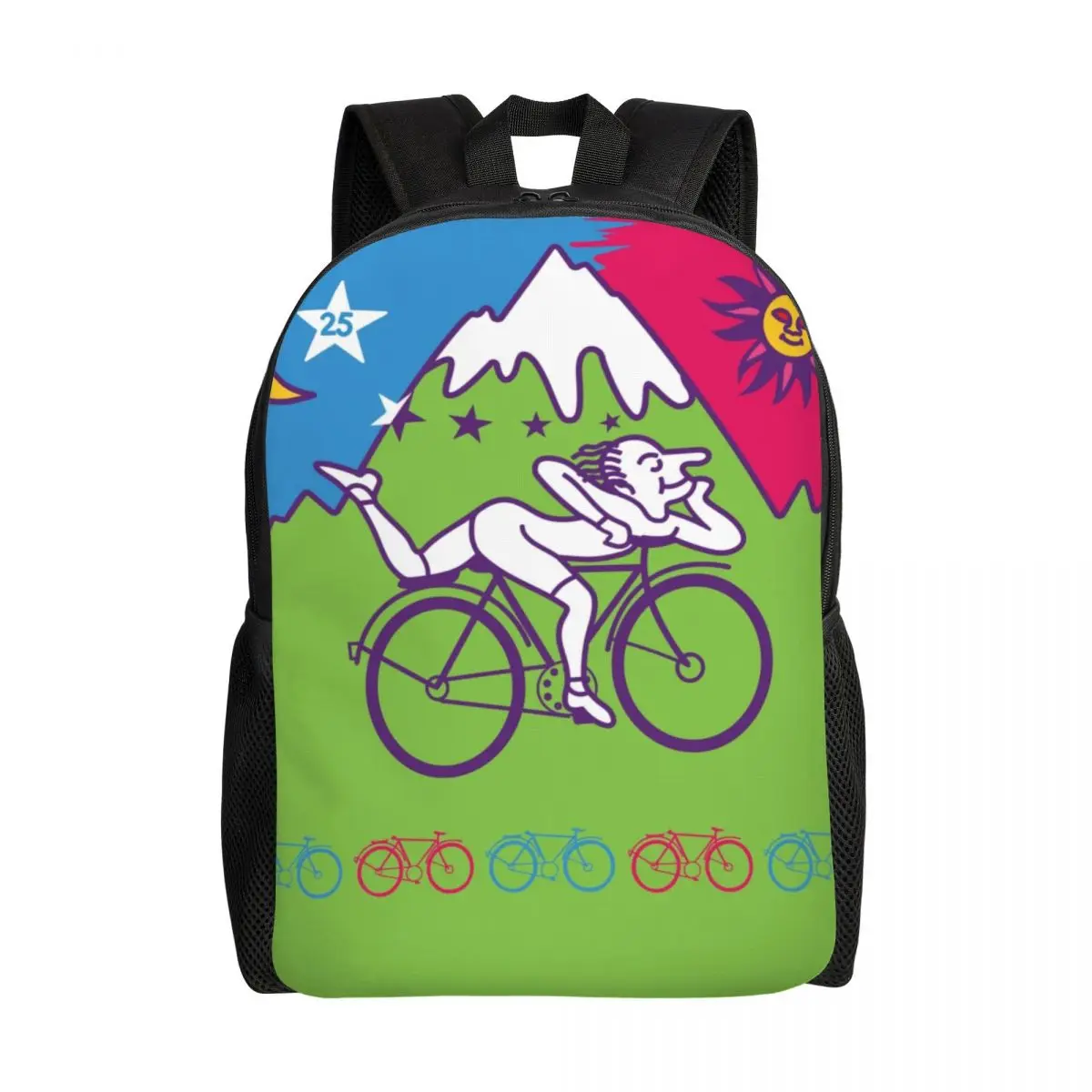 Customized Albert Hofmann LSD Bicycles Day Backpacks Women Men Casual Bookbag for College School Acid Blotter Party Bags